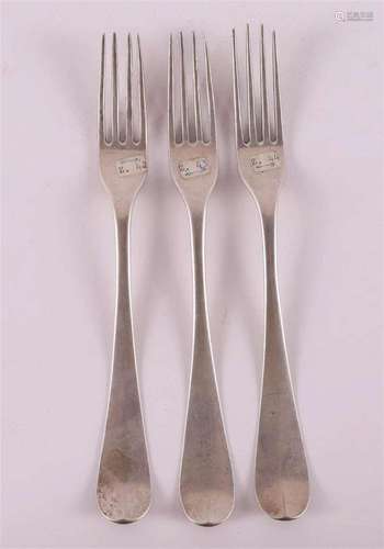 Three silver memorial forks with text, Groningen, around 180...