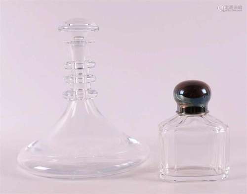 A clear glass so-called captain's carafe and carafe, 20t...