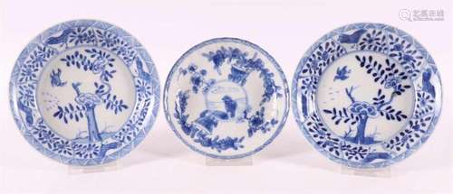 Three blue/white porcelain saucers, China, Kangxi, around 17...