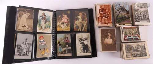 An album with fantasy postcards + approx. 600 loose cards, f...