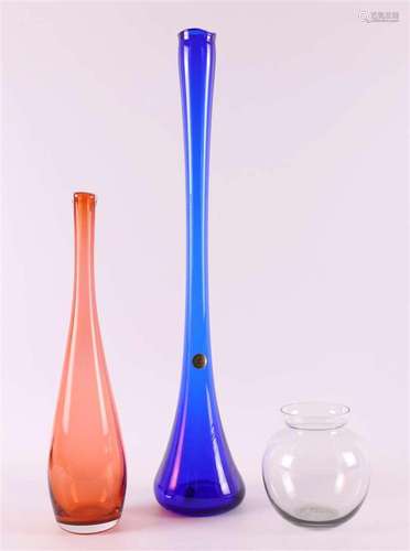 Three different glass vases, including Floris Meydam and A.D...