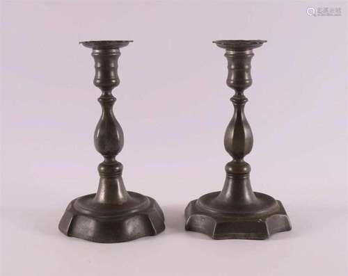 Two various blank pewter candlesticks, 18th century.