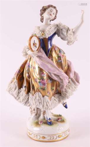 A porcelain lady with a tambourine, Italy, 2nd half 19th cen...