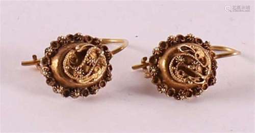 A pair of gold regional earrings, Groningen, 19th century.