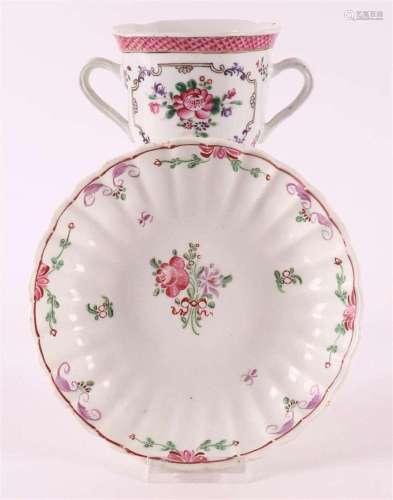 A chine de Commande porcelain famille rose cup and saucer, Q...