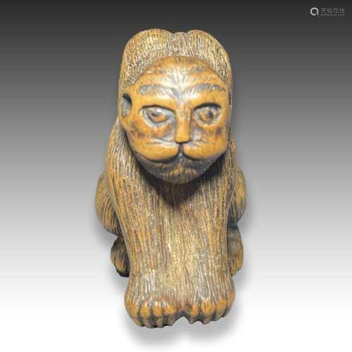 A WOOD NETSUKE MONKEY, MEIJI PERIOD