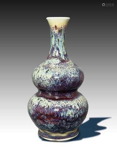 A JAPANESE FLAMBE DOUBLE GOURD VASE, MEIJI PERIOD