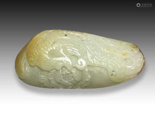 A CHINESE JADE RUSSET PHOENIX PENDANT, QING DYNASTY (1644-19...