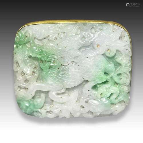 A CHINESE JADE BELT BUCKLE DEPICTING A DRAGON IN THE CLOUD, ...