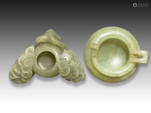 A CHINESE JADE CENSOR & BRUSH WASHER, QING DYNASTY (1644...