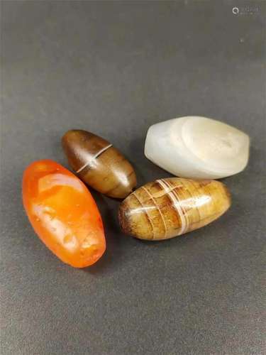 SET OF MULTICOLOR JADE OR STONE CARVING BEADS