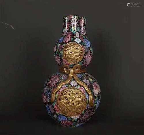 ENAMELED GOLD-PAINTED DOUBLE GOURD VASE