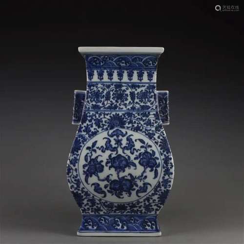 BLUE AND WHITE FLOWER-INTERTWINING ZUN VASE