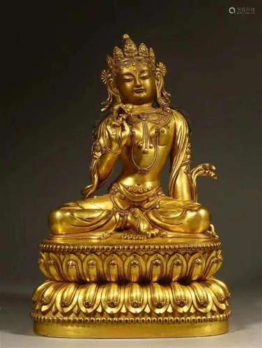 GILT BRONZE FIGURINE OF AVALOKITESVARA