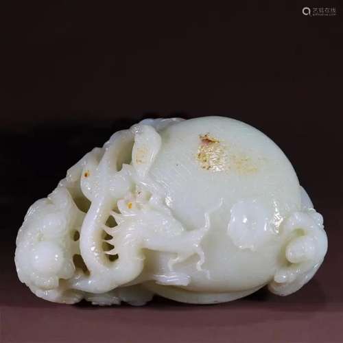 OPENWORK DRAGON-RELIEFS JADE CARVING BOULDER