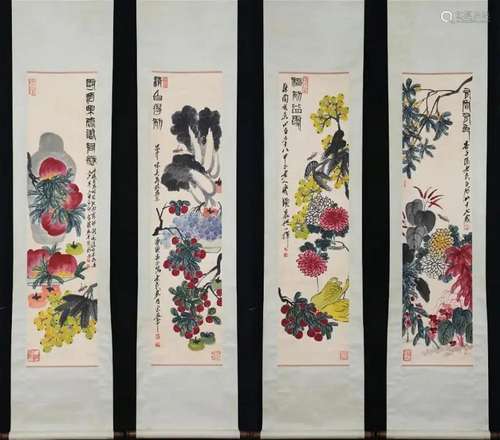 QI BAISHI, FOUR-PANEL PAINTINGS