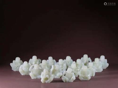 A SET OF JADE CARVING OF EIGHTEEN ARHATS