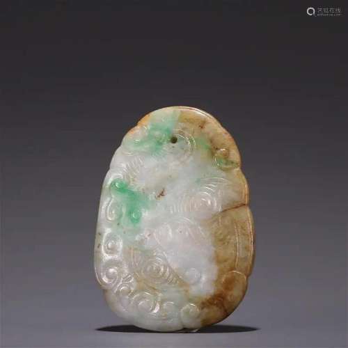 JADEITE CARVING PLAQUE OF HOOK-SHAPED CLOUD