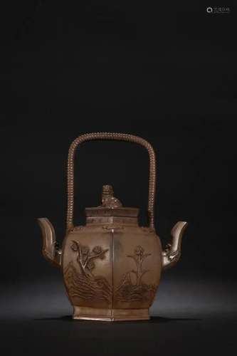 DOUBLE-SPOUT FLORAL LOOP-HANDLED TEAPOT