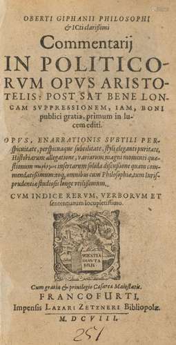 Giffen, Hubertus van (Giphanus) Commentarii in pol…