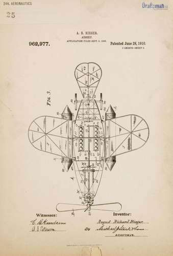 Flugzeug-Patent für ein motorisiertes Flugzeug von…