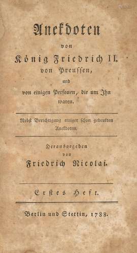 Nicolai, Friedrich Anekdoten von König Friedrich I…