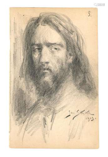 Styka, Jan Männerkopf (Christus). 1903. Bleistifts…