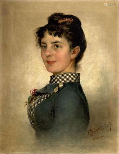 Anrather, Karl Bildnis einer Dame. 1887. Öl auf Le…