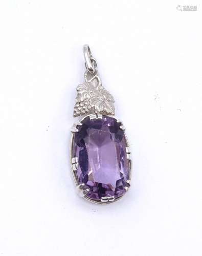 ALTER 830ER SILBER ANHÄNGER MIT EINEN OVAL FACC. AMETHYST, L...