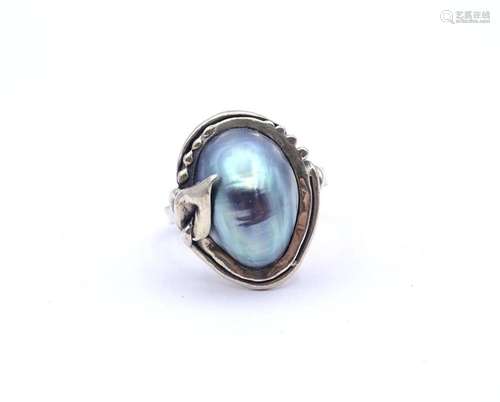 MABÉ PERLEN RING, STERLING SILBER 0.925, 7,8G., RG 57