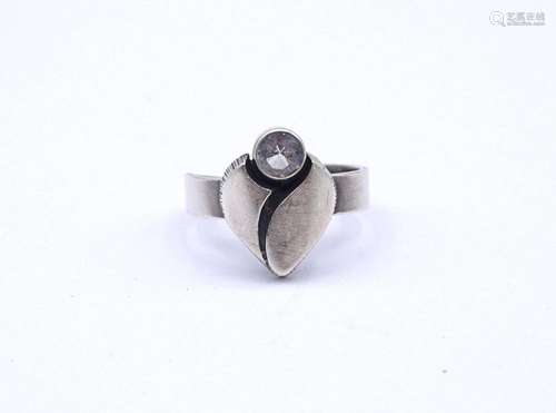 DESIGNER SILBER RING MIT RUND FACC. BERGKRISTALL, STERLING S...