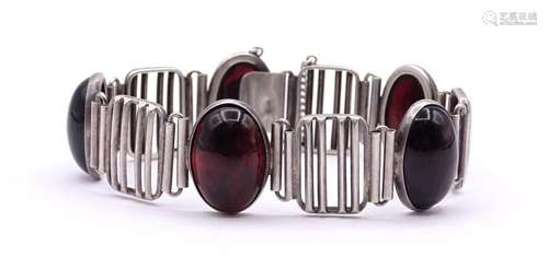 835ER SILBER ARMBAND MIT BERNSTEIN CABOCHONS, L. 20CM, 34,2G...