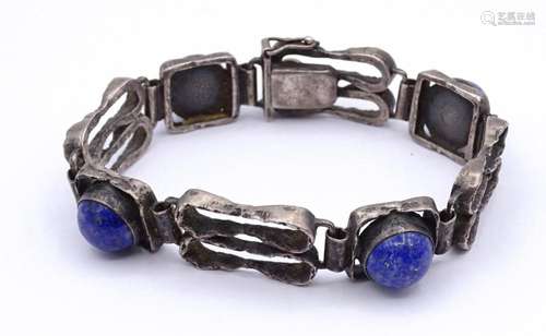 SILBER ARMBAND MIT LAPISLAZULI, SILBER 0.835 L. 20CM, 48,4G.