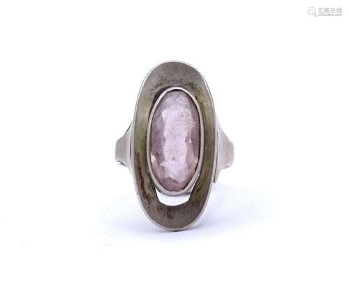 835ER SILBER RING MIT EINEN OVAL FACC. AMETHYST