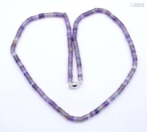 FEINE AMETHYST HALSKETTE MIT SILBERFARBENER MAGNETSCHLIESSE,...