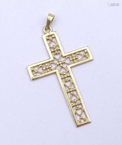 BRUSTKREUZ ANHÄNGER GG 14K, L. 3,6CM, 1,0G.