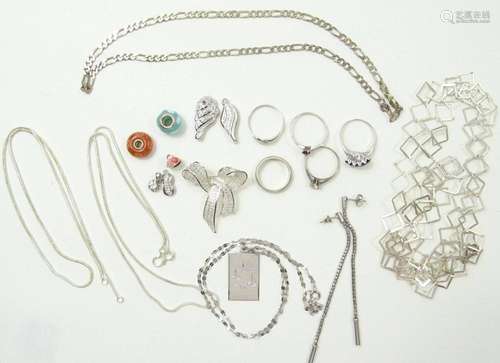 KONVOLUT SILBERSCHMUCK,RINGE,HALSKETTEN ETC. ZUS. 66,8G.