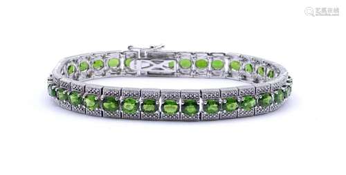 HARRY IVENS ARMBAND MIT 36 OVAL FACC. CHROMDIOPSIDE, STERLIN...