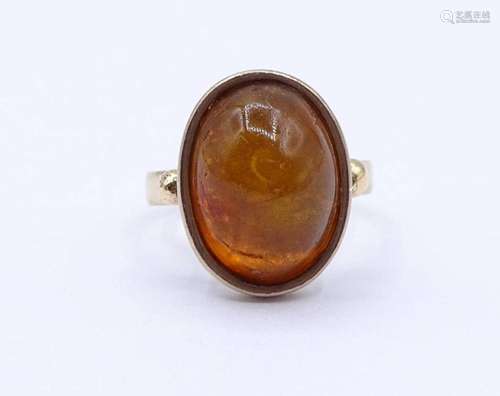 333ER RG RING MIT EINEN BERNSTEIN CABOCHON,5,3GR.,