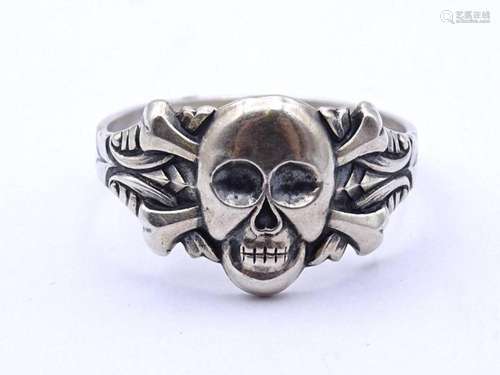 TOTENKOPF RING IN SILBER 0.835, 3,8GR., RG 62