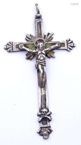 GROSSER BRUSTKREUZ ANHÄNGER IN SILBER,L- 7,2CM, 9,8GR.