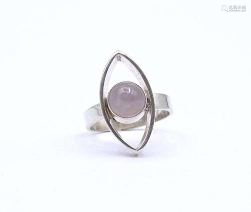 800ER SILBER RING MIT ROSENQUARZ KUGEL, 5,2G