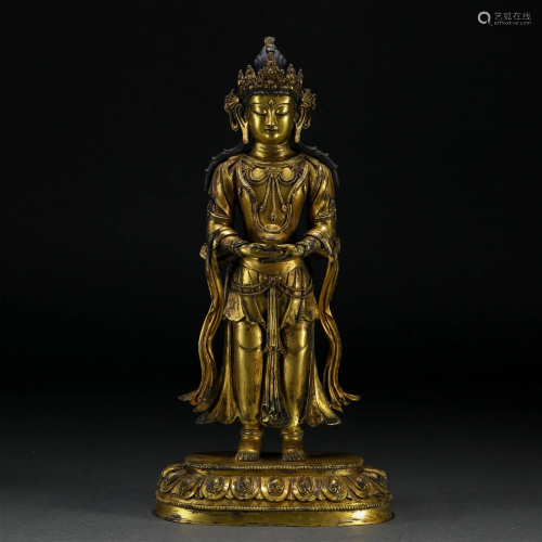 A Tibetan Bronze-gilt Amitayus