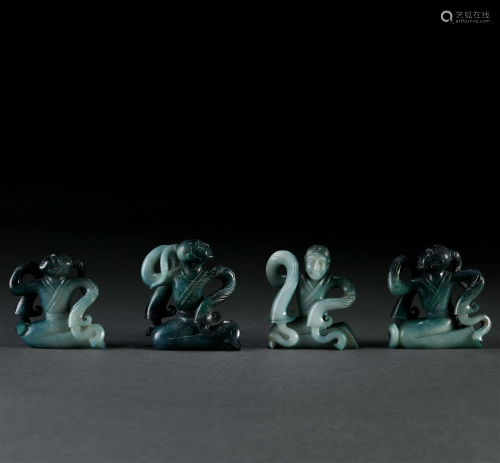 A Chinese Group of Carved jade Decorations