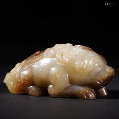 A Chinese Carved Jade Beast Han Dyn.