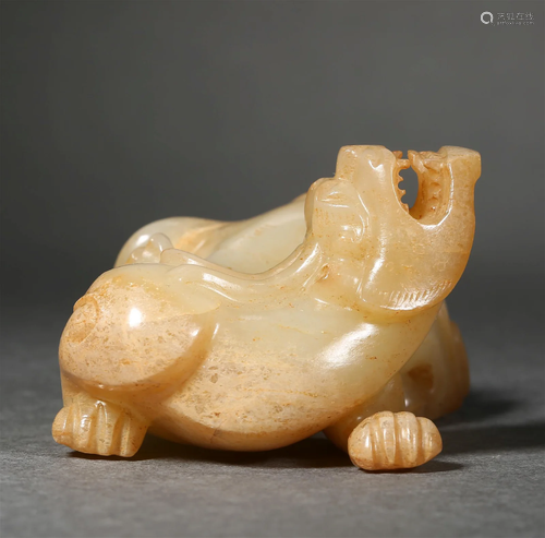 A Chinese Carved Jade Beast Han Dyn.