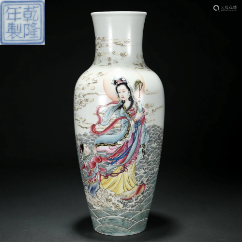 A Chinese Famille Rose Immortals Vase Qing Dyn.