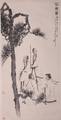 A Chinese Painting of Figures Signed Fu Baoshi