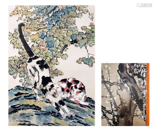 A Chinese Painting of Cats Signed Xu Beihong