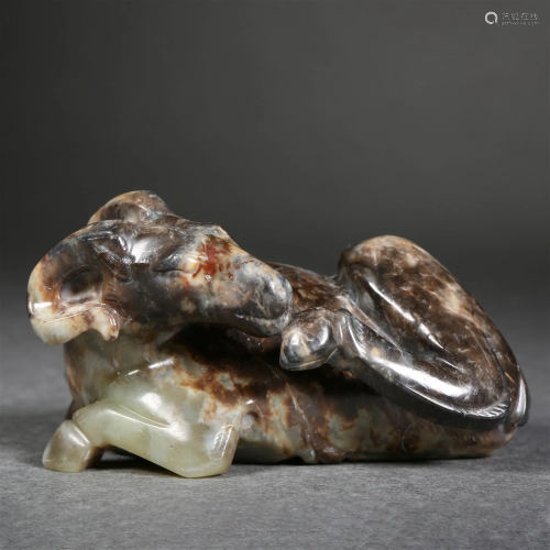 A Chinese Carved Russet Jade Ram Han Dyn.